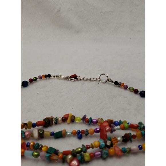 18 Inch Multicolor Stone Shell Glass 4 Strand Necklace - Picture 5 of 5